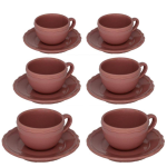 SET 12PZ TAZZINE E PIATTO CAFFE JULIET ROSA ANTICO