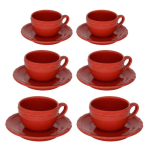 SET 12PZ TAZZINE E PIATTO CAFFE JULIET ROSSO