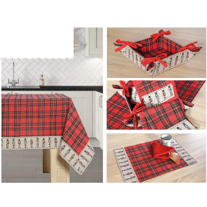 TOVAGLIA COPRITAVOLO NATALIZIA TARTAN SOLDATINI 140X180