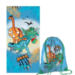 TELO MARE 70X140 DINOSAURI CON ZAINETTO