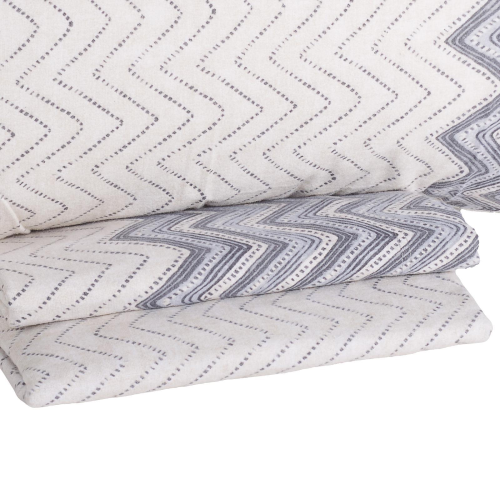COMPLETO LENZUOLA PIAZZA E MEZZA FLANELLA CHEVRON GRIGIO