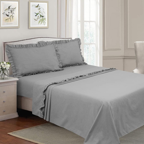 COMPLETO LENZUOLA MATRIMONIALE FRILL GRIGIO