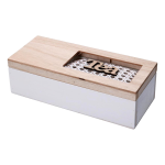 SCATOLA LEGNO PORTATHE 3 SCOMPARTI BIANCO 