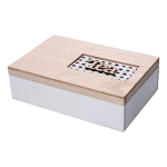 SCATOLA LEGNO PORTATHE 6 SCOMPARTI BIANCO 
