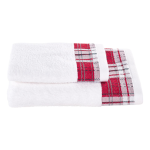 SET 1+1 ASCIUGAMANO E OSPITE BALZA SCOZZESE BIANCO 