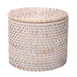 SCATOLA RATTAN ALGARVE TONDO BIANCO 