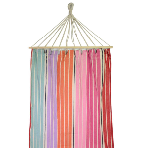 AMACA TESSUTO RIGHE MULTICOLOR CON SACCA 200X100 