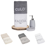 ASCIUGAMANI SPUGNA RICAMATI FACCIA DA CULO