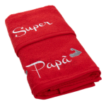 SET ASCIUGAMANO E OSPITE SPUGNA RICAMATI SUPER PAPA' ROSSO