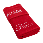 SET ASCIUGAMANO E OSPITE SPUGNA RICAMATI AUGURI NONNA ROSSO