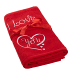 SET ASCIUGAMANO E OSPITE SPUGNA RICAMATI 12 I LOVE YOU ROSSO