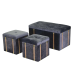BAULE CON 2 POUF GRIGIO