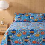 COMPLETO LENZUOLA MATRIMONIALE BASSETTI KYOTO AZZURRO