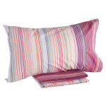 COMPLETO LENZUOLA UNA PIAZZA E MEZZA RAIMBOW PERCALLE ROSA