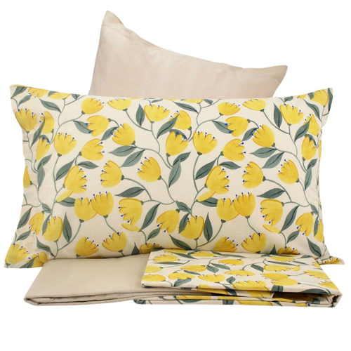 COMPLETO LENZUOLA LETTO SINGOLO BASSETTI BLUEBELL GIALLO