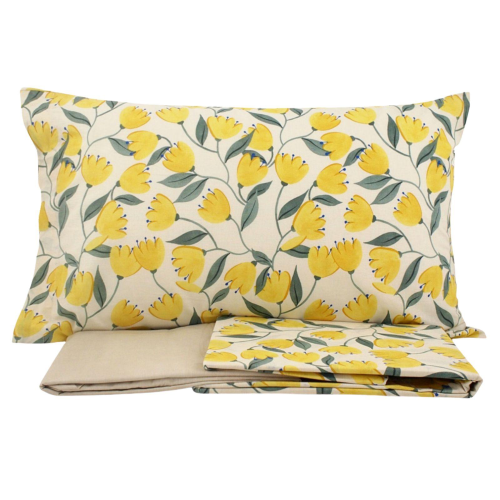 COMPLETO LENZUOLA LETTO SINGOLO BASSETTI BLUEBELL GIALLO