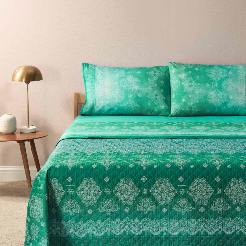 COMPLETO LENZUOLA MATRIMONIALE BASSETTI KERALA SMERALDO