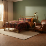 COMPLETO LENZUOLA COPRILETTO MATRIMONIALE TARTAN OCRA