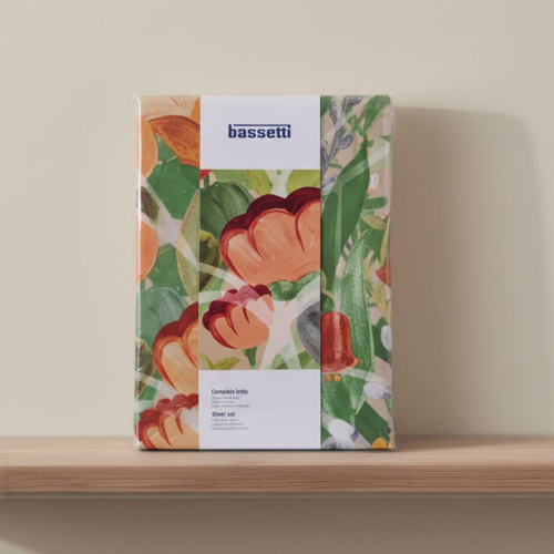 COMPLETO LENZUOLA MATRIMONIALE BASSETTI FLOWER GATE BEIGE