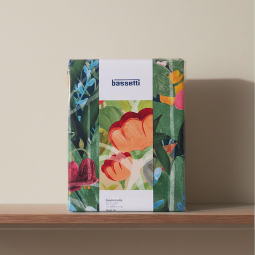 COMPLETO LENZUOLA MATRIMONIALE BASSETTI FLOWER GATE BLU