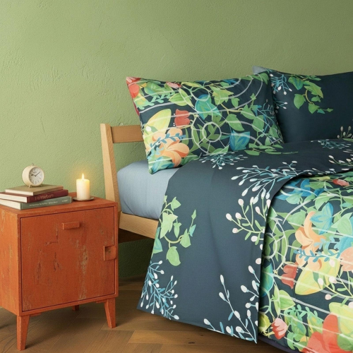 COMPLETO LENZUOLA MATRIMONIALE BASSETTI FLOWER GATE BLU