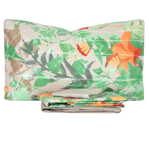 COMPLETO LENZUOLA MATRIMONIALE BASSETTI FLOWER GATE BEIGE