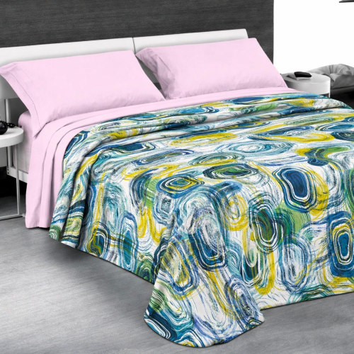 COPRILETTO TRAPUNTATO UNA PIAZZA E MEZZA STYLE ROLL AZZURRO