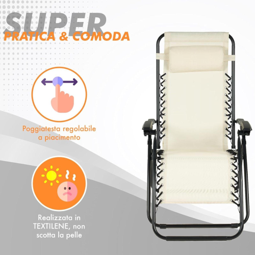 SEDIA PIEGHEVOLE RECLINABILE ZERO GRAVITA' BEIGE 