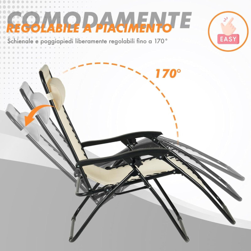 SEDIA PIEGHEVOLE RECLINABILE ZERO GRAVITA' BEIGE 