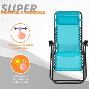 SEDIA PIEGHEVOLE RECLINABILE ZERO GRAVITA' PETROLIO