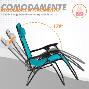 SEDIA PIEGHEVOLE RECLINABILE ZERO GRAVITA' PETROLIO