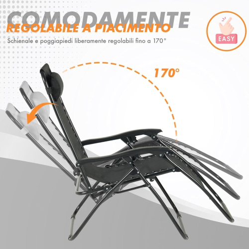 SEDIA PIEGHEVOLE RECLINABILE ZERO GRAVITA' ANTRACITE
