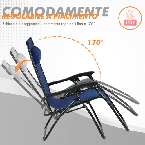 SEDIA PIEGHEVOLE RECLINABILE ZERO GRAVITA' BLU 