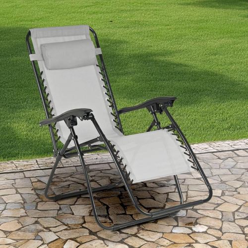 SEDIA PIEGHEVOLE RECLINABILE ZERO GRAVITA' GRIGIO