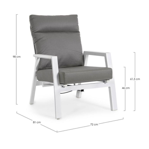 POLTRONA RECLINABILE KLEDI CON CUSCINI BIANCO