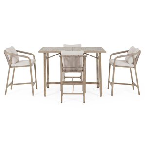 SET 5 PZ TAVOLO BAR + 4 SGABELLI KALIMERA TIMBER