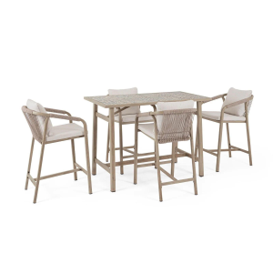 SET 5 PZ TAVOLO BAR + 4 SGABELLI KALIMERA TIMBER