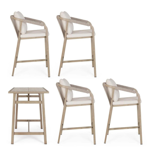 SET 5 PZ TAVOLO BAR + 4 SGABELLI KALIMERA TIMBER