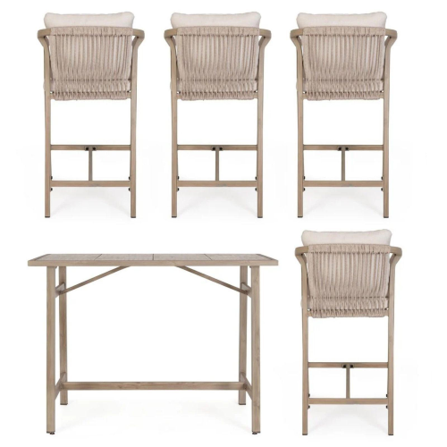 SET 5 PZ TAVOLO BAR + 4 SGABELLI KALIMERA TIMBER