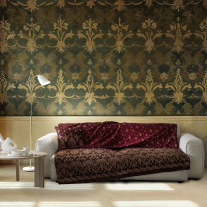 TELO ARREDO GRANFOULARD BASSETTI 180X270 GOLD DECOR BORDEAUX