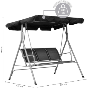 DONDOLO DA GIARDINO 3 POSTI CON TETTO PARASOLE