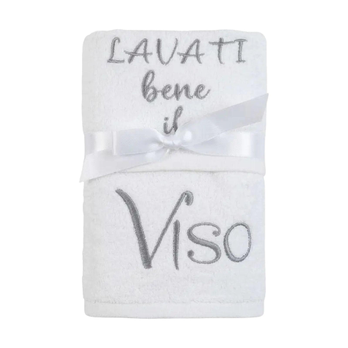 ASCIUGAMANI SPUGNA RICAMATI LAVATI BENE IL VISO