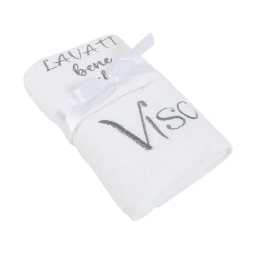 ASCIUGAMANI SPUGNA RICAMATI LAVATI BENE IL VISO