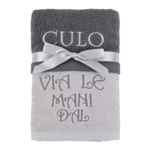 ASCIUGAMANI SPUGNA RICAMATI VIA LE MANI DAL CULO