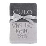 ASCIUGAMANI SPUGNA RICAMATI VIA LE MANI DAL CULO