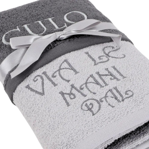 ASCIUGAMANI SPUGNA RICAMATI VIA LE MANI DAL CULO