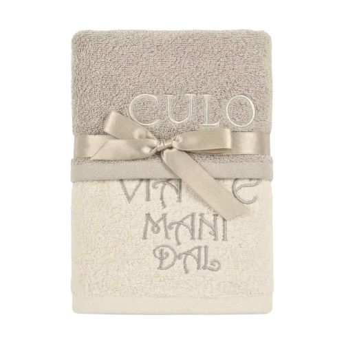 ASCIUGAMANI SPUGNA RICAMATI VIA LE MANI DAL CULO