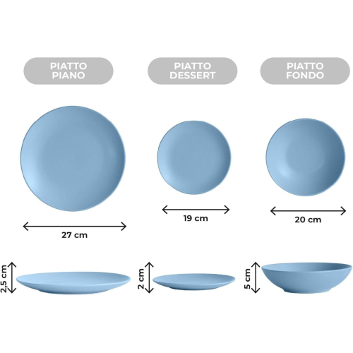 SERVIZIO DA TAVOLA PIATTI 18 PEZZI AZZURRO