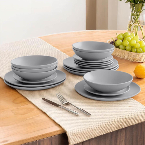 SERVIZIO DA TAVOLA PIATTI 18 PEZZI GRIGIO