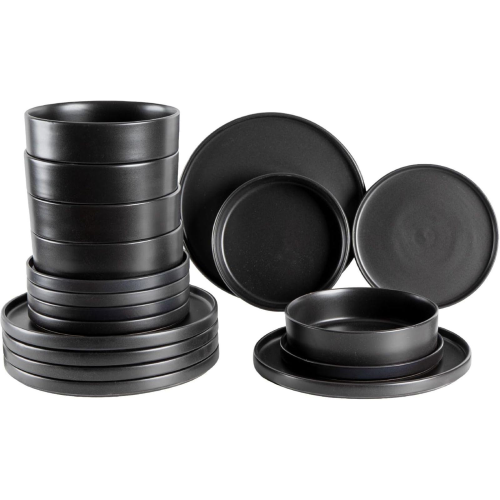 SERVIZIO DA TAVOLA PIATTI 18 PEZZI NERO